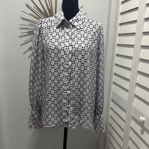 eva mendes for New York & Company Lavender Blouse with Black & purplelPolka Dots